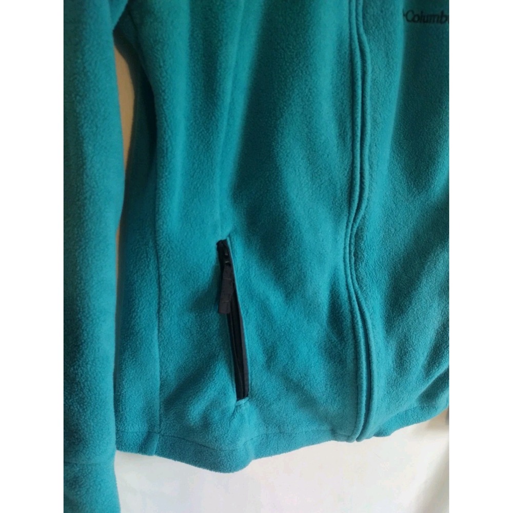 Columbia Womens Fleece Jacket Teal Blue Black Zip Up Winter Medium - Picture 2 of 7